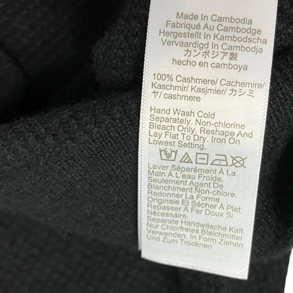 J.Crew Hoodie Mens M Black Cashmere Waffle Knit Pullover Luxury Sweater CB523